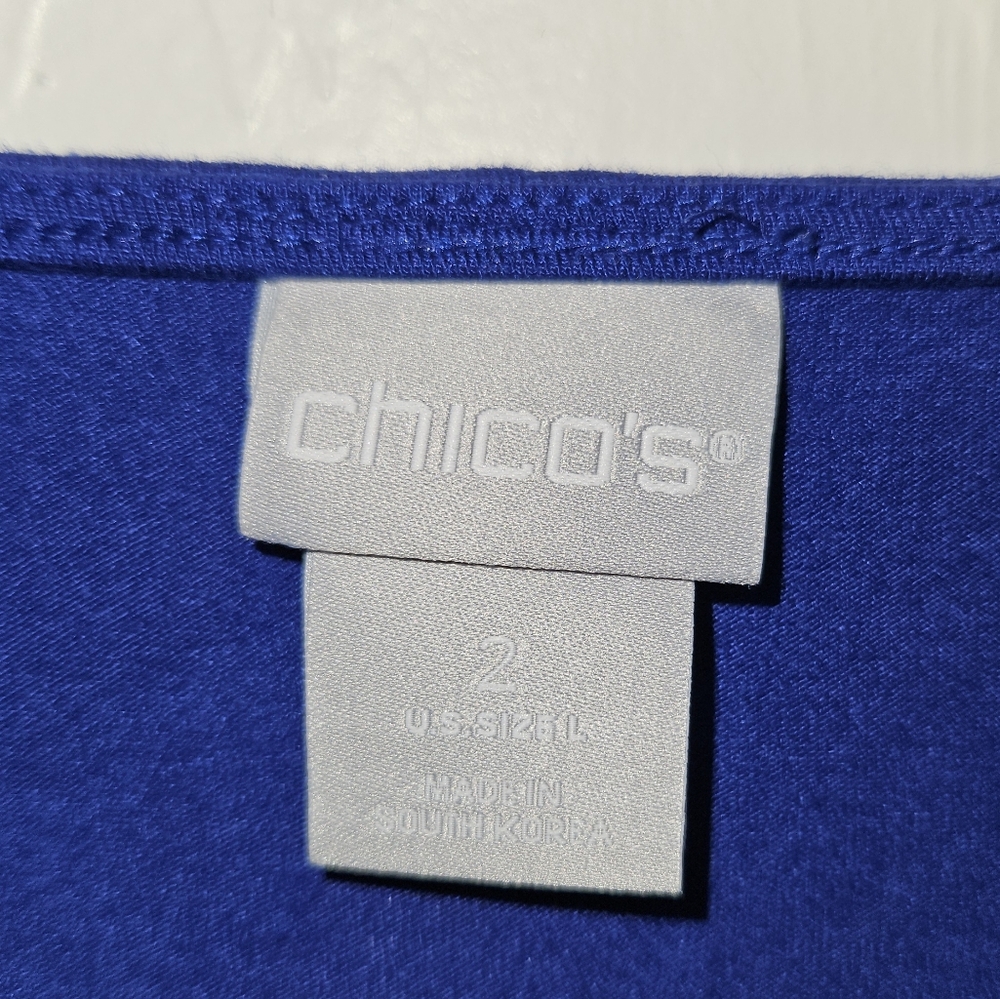 Chico's Tunic Top Classic Women's Size 2 / Large Royal Blue Shirt Tee Rayon - Picture 15 of 15